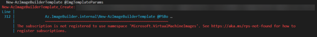 The subscription is not registered to use namespace 'Microsoft.VirtualMachineImages'