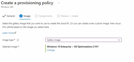 Create a Provisioning Policy Image